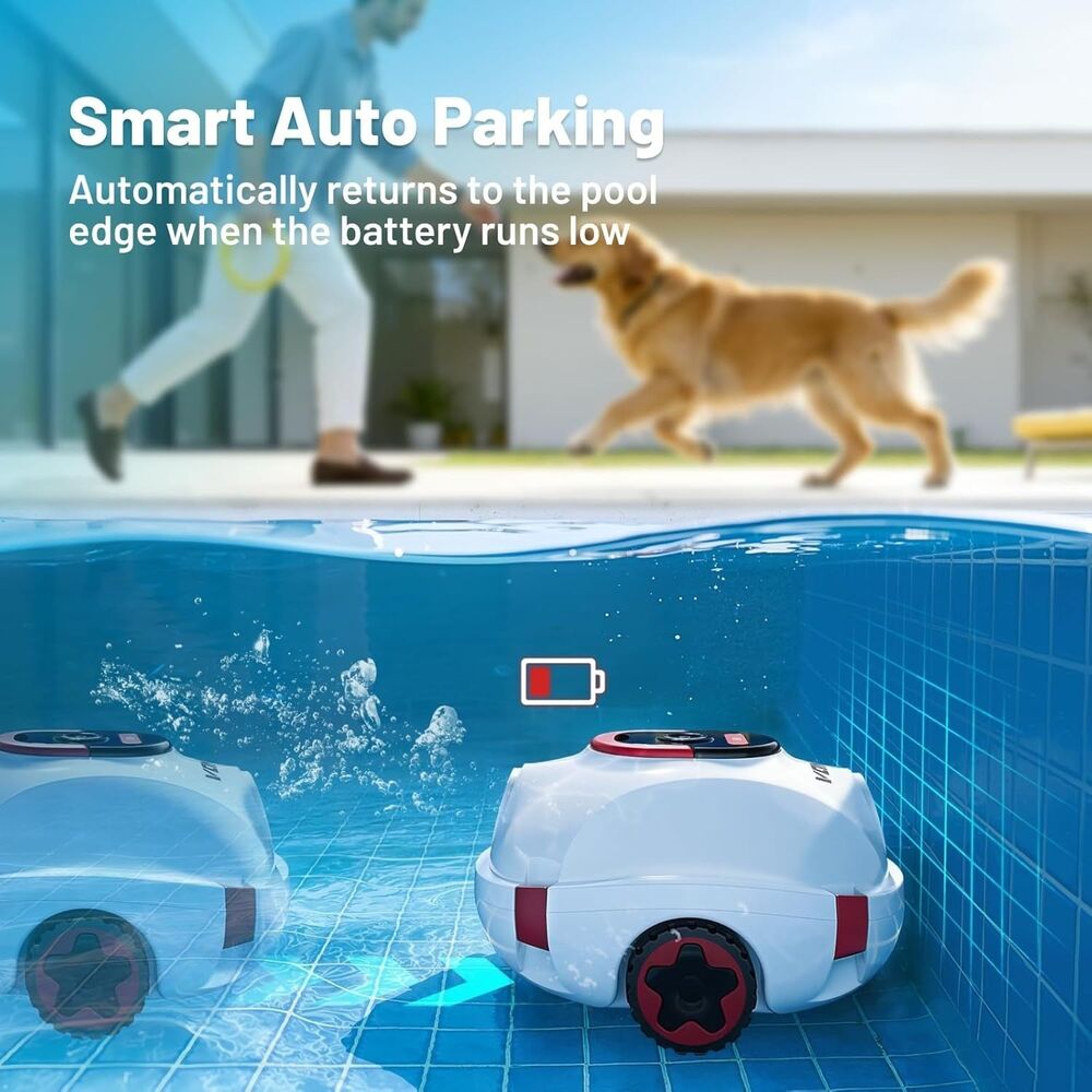 VONKO P10 Cordless Robotic Pool Cleaner, Above Ground Pool & Flat Inground Pool - Picture 3 of 8
